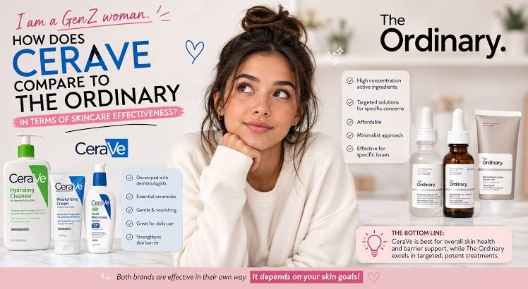 I Am a Gen Z Woman: How Does CeraVe Compare to The Ordinary in Terms of Skincare Effectiveness?